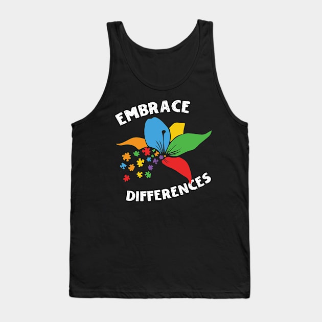 Embrace Differences Autism Awareness Tank Top by Teewyld